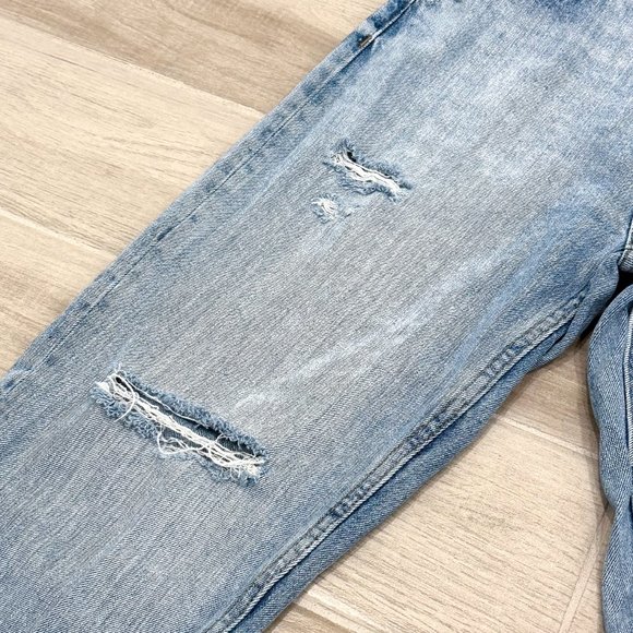 Zara High-Rise Rigid Distressed Denim Mom Jeans Light Wash Denim Women’s Size 6 - Picture 5 of 15